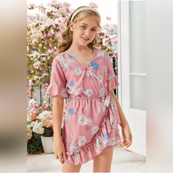 NWOT Teurkia Pink Floral Girls Romper Size Large - Picture 3 of 16